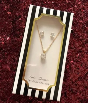 CZ Gold Necklace & Earring Set NWT thumbnail 1