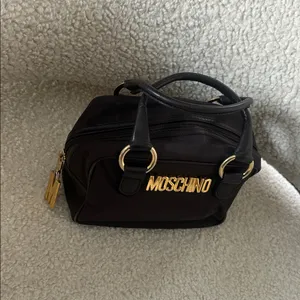Moschino Vintage Signature Top Handle Satchel Mini Bag Brown Nylon thumbnail 2