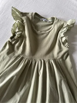 English Factory Mixed Media Mini Ruffle Sleeve Media Dress, Sage - Medium thumbnail 6