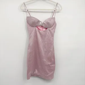 Babyboo Womens Pink Mya Metallic Underwire Cutout Glam Bodycon Mini Dress S thumbnail 3