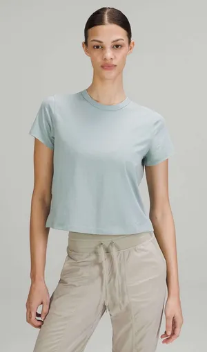Lululemon Classic-Fit Cotton-Blend T-Shirt in Silver Blue - Size: 2 thumbnail 1