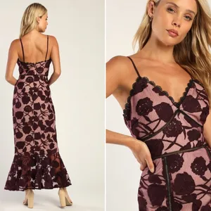 LULU's Wedding Prom Sexy Romantic Floral Lace Trumpet Mermaid Dress thumbnail 3