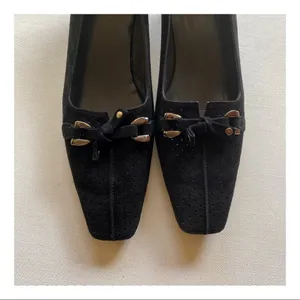 COPY - Stuart Weitzman Perforated Suede Kitten Heels thumbnail 3