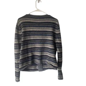 Eagle's Eye Vintage‎ 90s Large 100% Wool Blue Striped Grunge Full Zip Sweater thumbnail 6