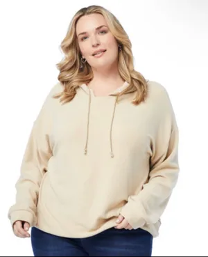 Cloud Ten Women’s Plush Hoodie in Taupe thumbnail 1