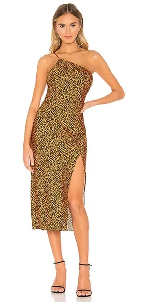 The East Order Sahara Leopard One Shoulder Midi Dress L NWT thumbnail 1
