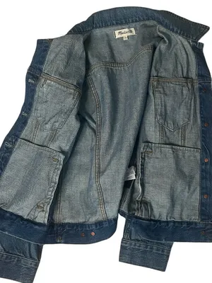 MADEWELL The Jean Jacket Pinter Wash Denim Trucker Jacket Size Medium thumbnail 9