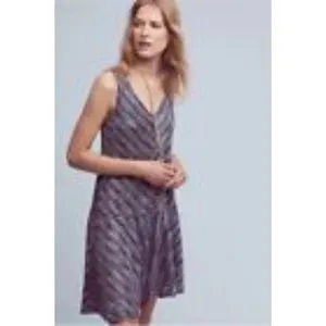 Anthropologie Maeve Shift‎ Dress Chevron Zigzag Multicolor Knit Ruffle S thumbnail 2