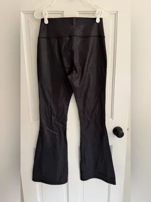 NWT Glowmode Foiled Leather Flare Leggings Black XL High Rise 30” Inseam thumbnail 7