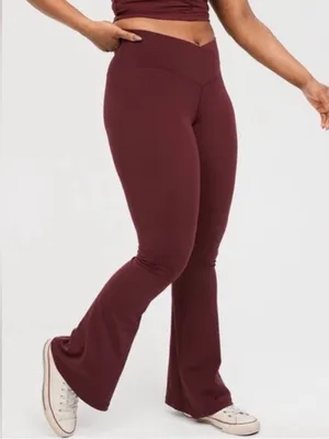 aerie crossover flare leggings thumbnail 1
