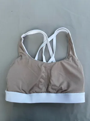 lululemon athletica Crossback Wireless Sports Bra White Beige Size 2 thumbnail 6