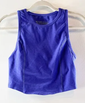 Beyond Yoga Sleeveless High Neck Cropped Tank Top Violet Purple Small thumbnail 1