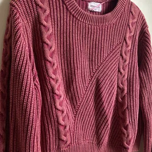 FOR THE REPUBLIC Cotton Crewneck Sweater (Sz XL) Red Distressed Cable Knit thumbnail 3