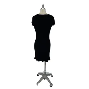 French Connection‎ | Women’s Black Mathilda Knit Ribbed Minidress L $148.00 thumbnail 5