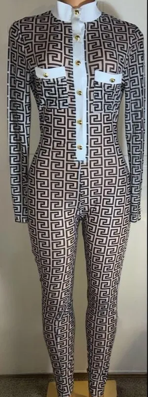 Mesh Jumpsuit Black Size L thumbnail 1