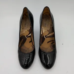Stuart Weitzman Black Patent Leather Round Toe Block Heel Pump Womens 8.5M EU 39 thumbnail 4