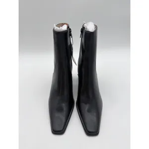 Mango Minimalist Black Vegan Leather Classic Elegance Ankle Block Heel Boots 8.5 thumbnail 5