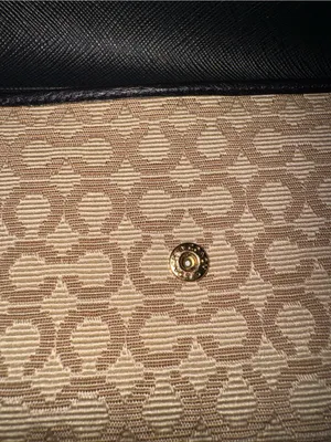 Coach Signature Flap Wallet with Black Trim and Gold Plaque thumbnail 7