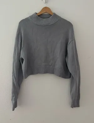 Aritzia Sunday best cropped grey sweater thumbnail 1