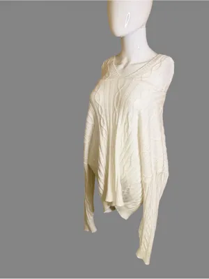 Cozy Cream Cable Knit V thumbnail 3