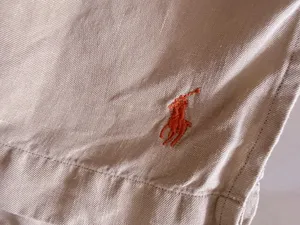 . Vintage 90s Polo Ralph Lauren Camp Shirts Mens L Linen Beige Classic Shirt Butt thumbnail 6