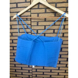 Madewell Blue Poplin Crop Tube Top Size‎ 8 thumbnail 3
