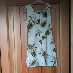 Kys White Mini Dress with Green and Cream Tropical Print thumbnail 2