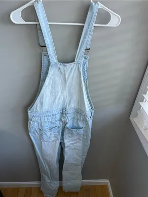 Forever 21 Light Blue Distressed Denim Overalls thumbnail 5