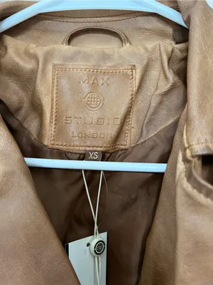 Max Studio Faux Leather Moto Jacket - Brown thumbnail 5