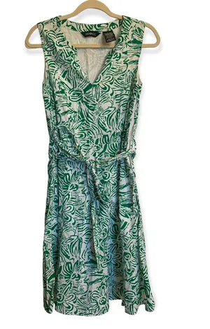 George Green and White Floral Sleeveless Fit and Flare Knee Length Dress Size 4 thumbnail 1