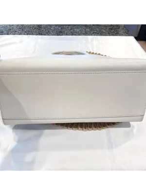 Polo Ralph Lauren X4104 White Black Leather Tote Bag Shoulder Bag Colorblock thumbnail 10