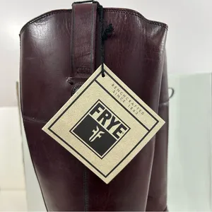 Frye Jayden Button Tall Leather Riding Boots in Bordeaux New in Box Size 8M thumbnail 5