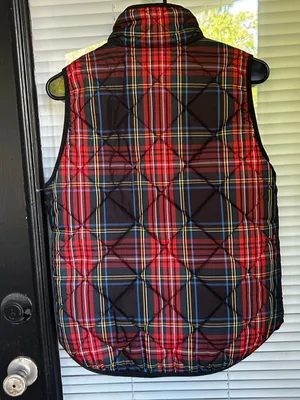 JCrew Women Tartan Plaid Puffer Vest Excursion Red Size S thumbnail 10