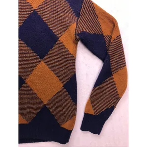 Madewell Sweater Womens Small Blue Brown Excellent Argyle Crewneck Knit Pullover thumbnail 3