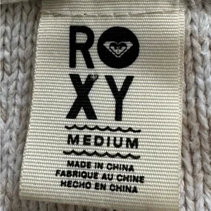 Roxy Cream cable Knit Hooded V-neck kangaroo pocket Sweater, size M outdoor thumbnail 4