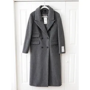NWT Hot Fashion Gray Long Wool Blend Coat Double Breasted Maxi Coat M thumbnail 2