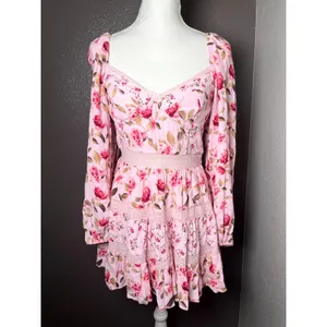 Altar’d State Pink Kate Floral Mini Dress Size Largebustier corset bodice thumbnail 7