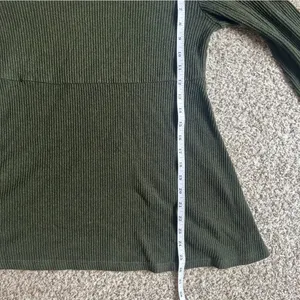 Olive Green Ribbed Knit Top Babydoll Blouse Maternity Casual Comfy Medium thumbnail 6