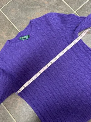 Lauren Ralph Lauren LRL Cable Knit Long Sleeve Pullover Sweater Purple Medium thumbnail 9