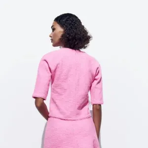 ZARA Pink Structured Short Sleeve Top Size Small thumbnail 6
