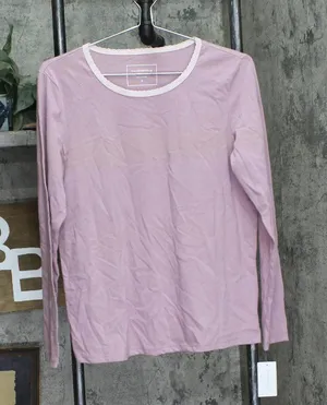 Charter Club Womens Long Sleeve Pajama Shirt Top 100189848MS Feathers Purple S thumbnail 1