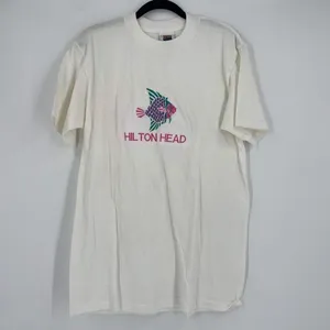Vintage‎ 80s Hilton Head Single stitch Tropical Fish T-Shirt White Medium thumbnail 8