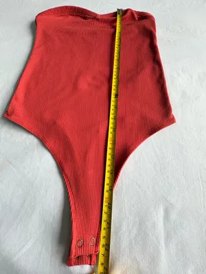 Abercrombie Soft A&F Ribbed Bodysuit Rust M coral thumbnail 7