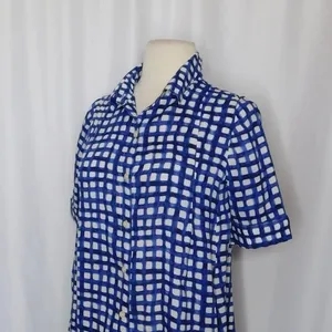 Anthropologie 11.1 TYLHO Adanne Tunic Top Shirt Blue White Gingham Plaid X-Small thumbnail 6