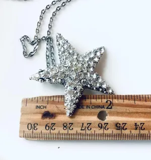 Large Crystal Star Pendant with Matching Chain Silver thumbnail 8