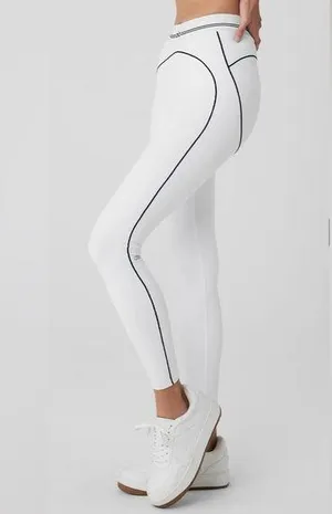 NEW Alo Yoga Airbrush High Waisted Heart Throb White/Black Legging Size L thumbnail 1