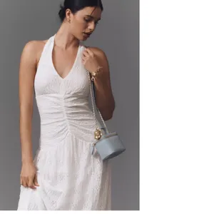 NWT Anthropologie X Flat White Plunge Slim Maxi Dress White Pace Halter Neck 3X thumbnail 4