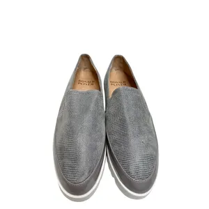 Donald Pliner Grey Leather Lizard Embossed Platform Loafers Shoes 8.5M thumbnail 3