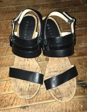Pesaro black strappy, cork wedge 7.5 sandals thumbnail 1