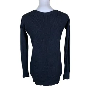 Lululemon Black Waffle Knit V Neck Long Sleeve Sweater 4 Women's thumbnail 3